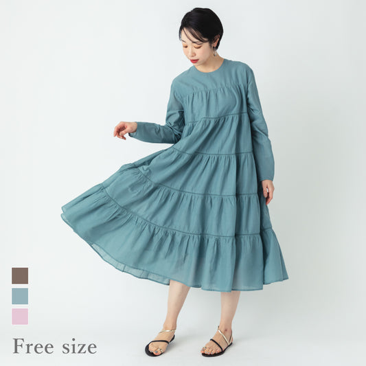 【夏割】【Ladies】 インド綿ティアードワンピース