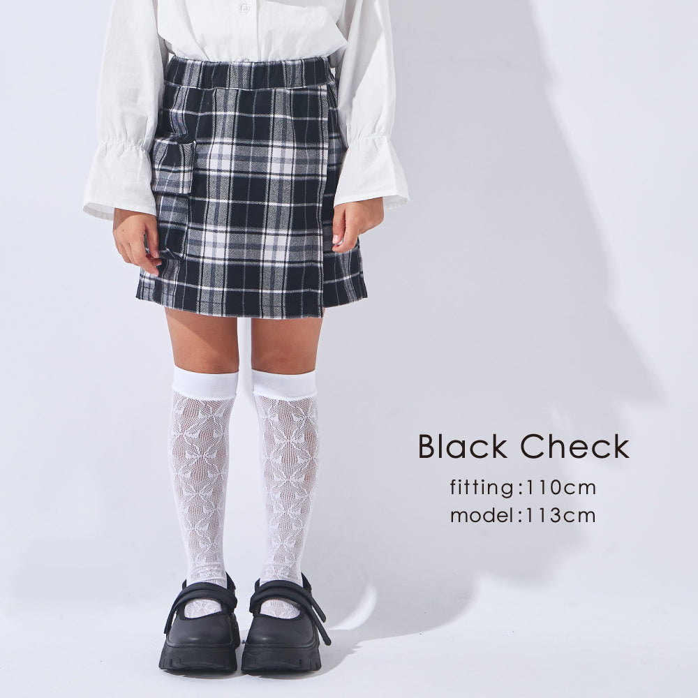 チェック柄ラップキュロット