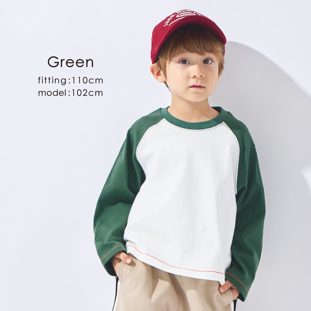 ラグラン袖 配色 Tシャツ