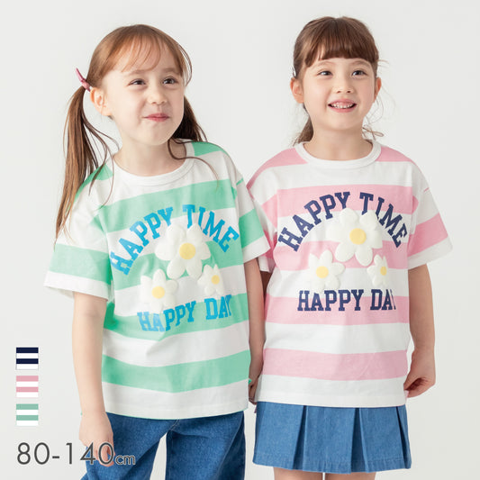 ボーダーフラワーＴシャツ