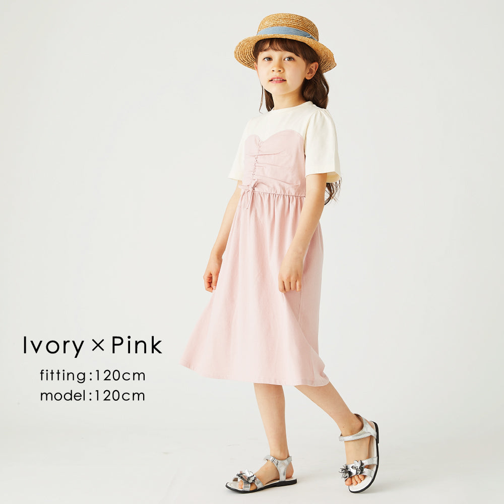 【OUTLET SALE】リボン付き半袖ワンピース