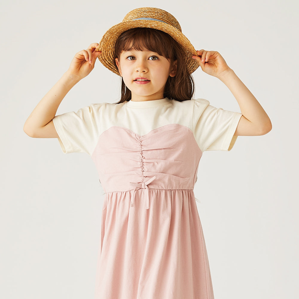 【OUTLET SALE】リボン付き半袖ワンピース