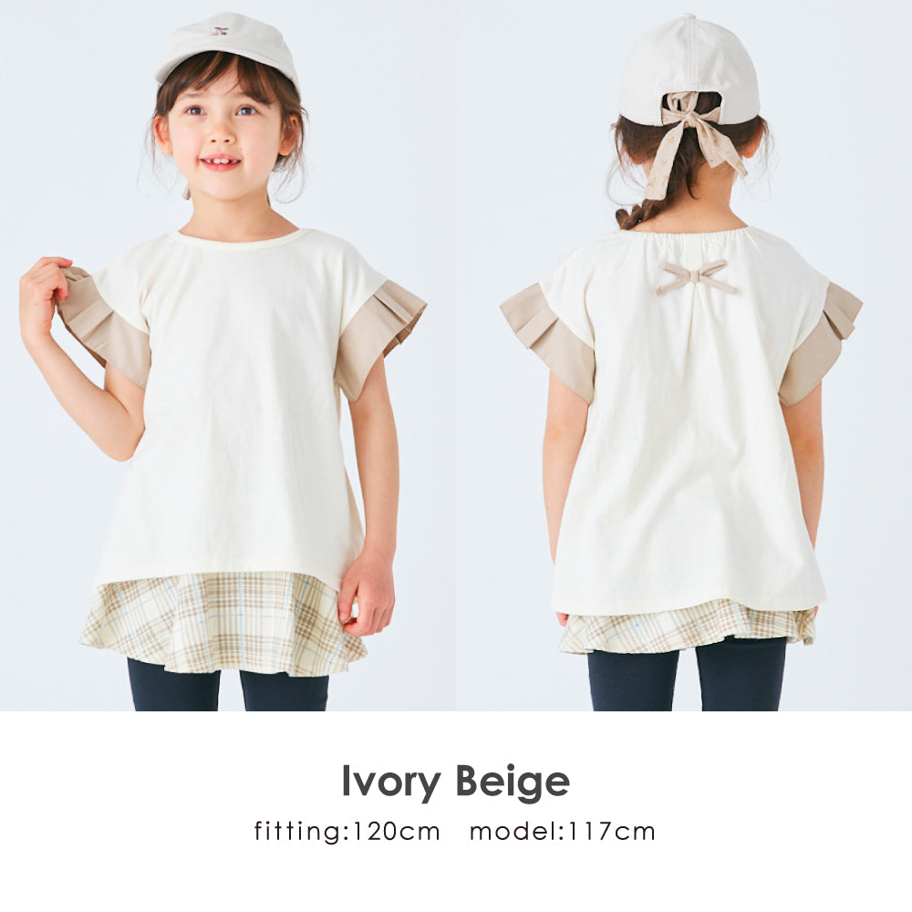 袖フリル半袖Tシャツ