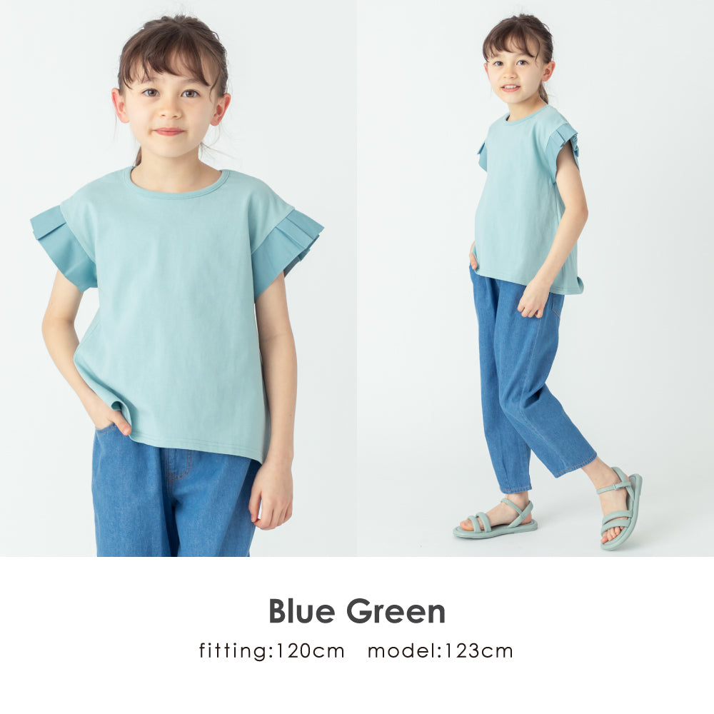 袖フリル半袖Tシャツ
