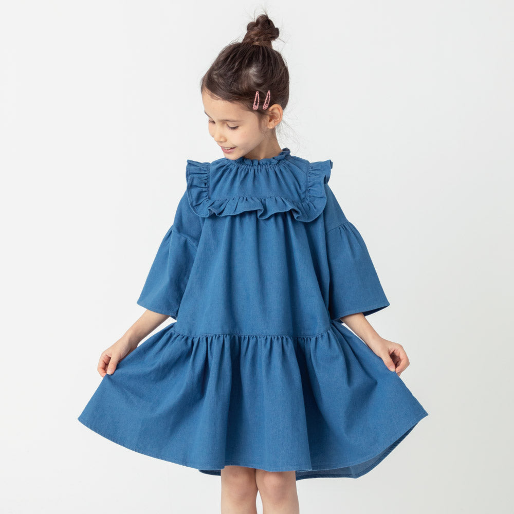 【OUTLET SALE】フリルデニムワンピース