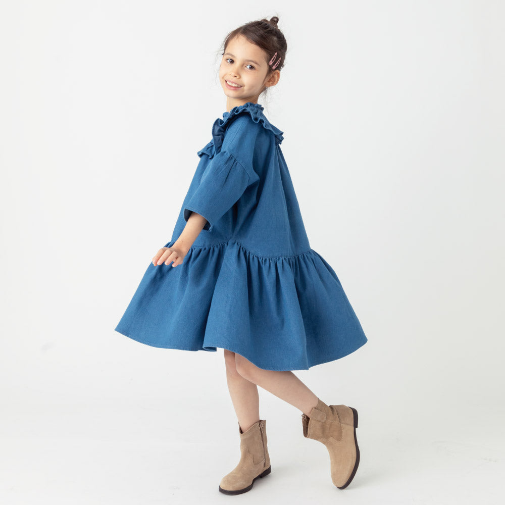 【OUTLET SALE】フリルデニムワンピース