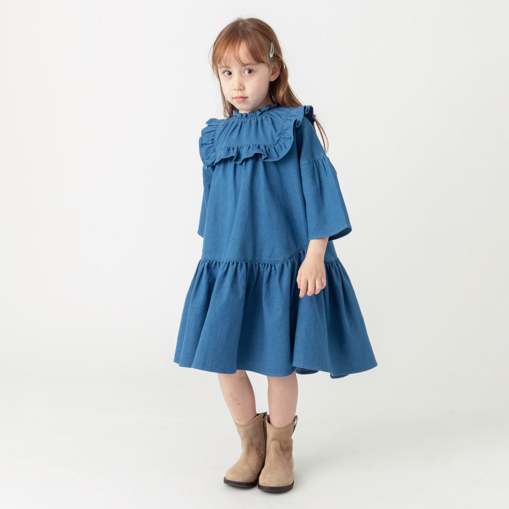 【OUTLET SALE】フリルデニムワンピース