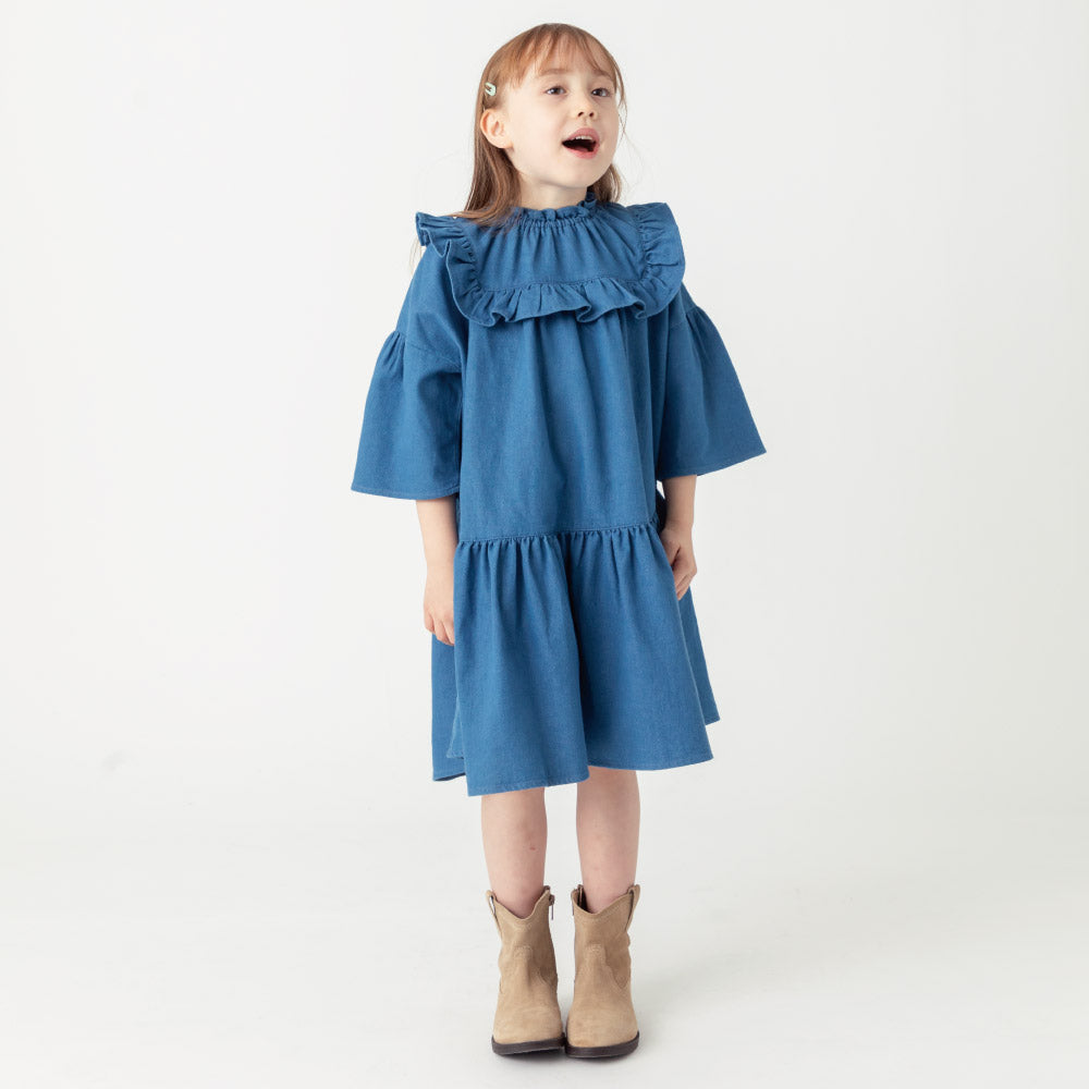 【OUTLET SALE】フリルデニムワンピース