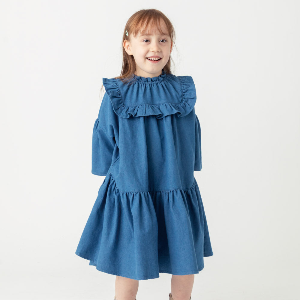 【OUTLET SALE】フリルデニムワンピース