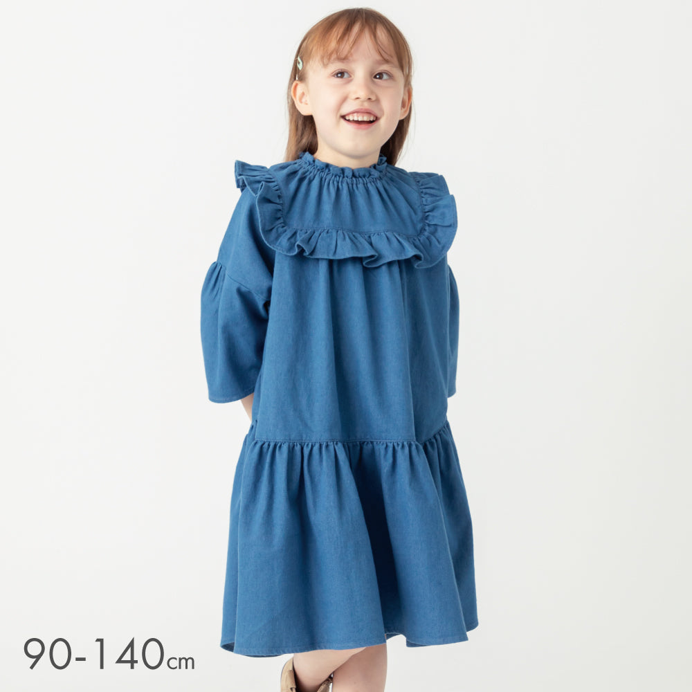 【OUTLET SALE】フリルデニムワンピース