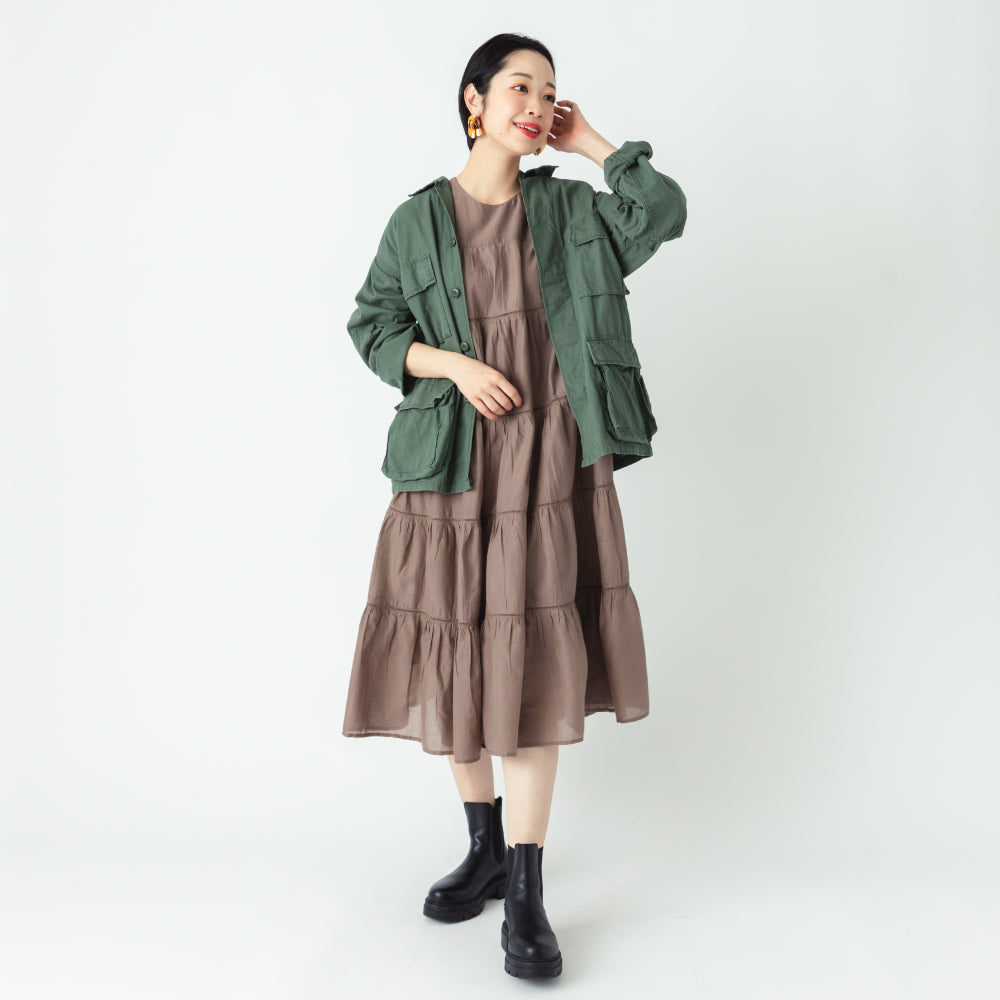 【Ladies】 インド綿ティアードワンピース