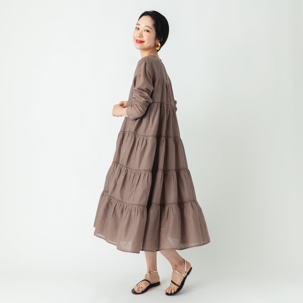 【Ladies】 インド綿ティアードワンピース