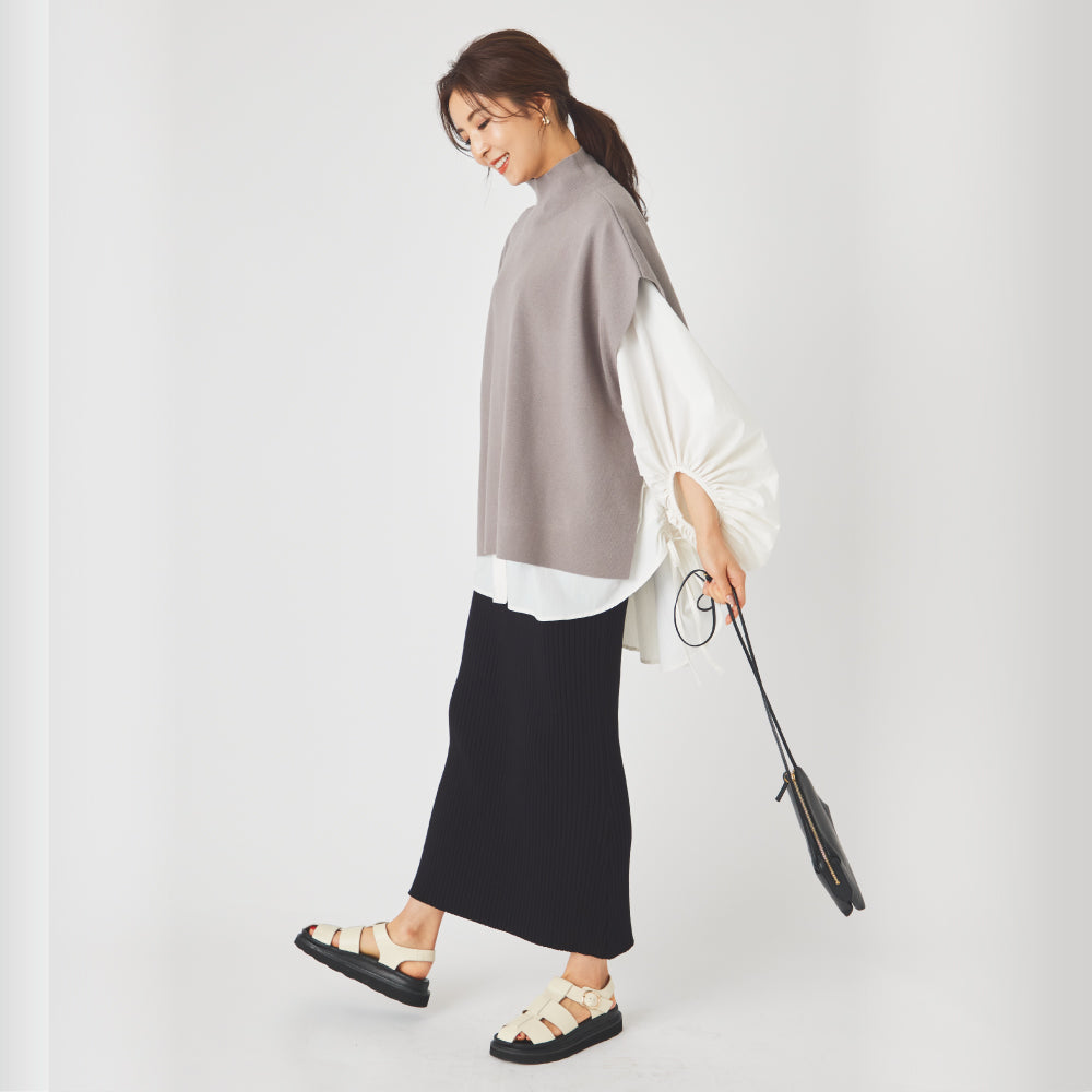 【Ladies】 極伸び ニットリブ スカート