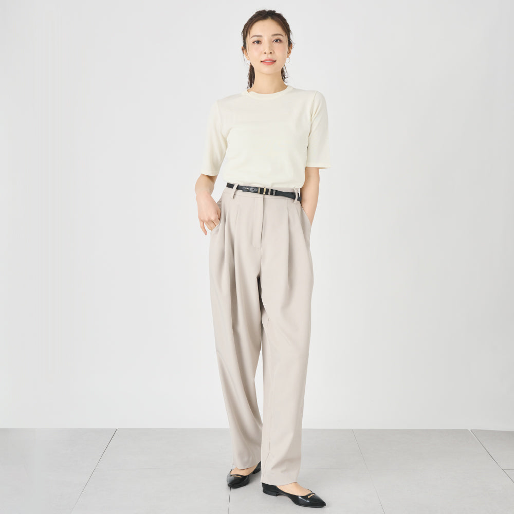 【夏割】 【Ladies】５分袖 シアー ニットTシャツ