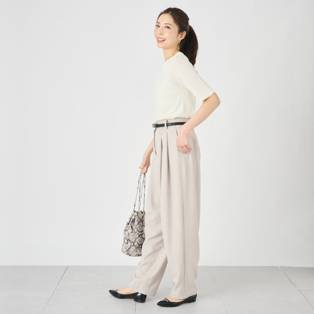 【夏割】 【Ladies】５分袖 シアー ニットTシャツ