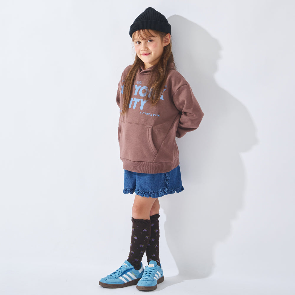 フリルが主役 デニムショートパンツ