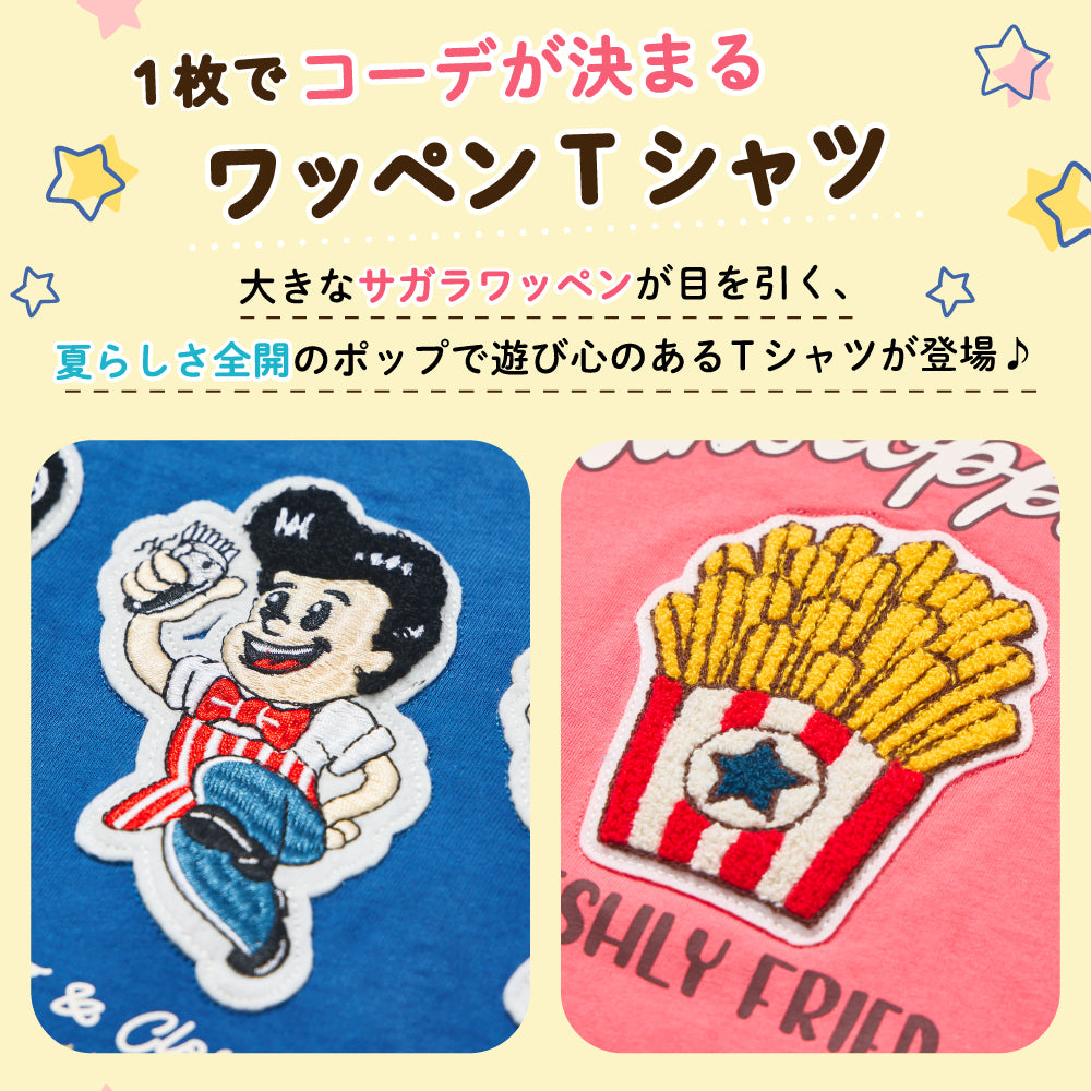 半袖 ワッペン トップス