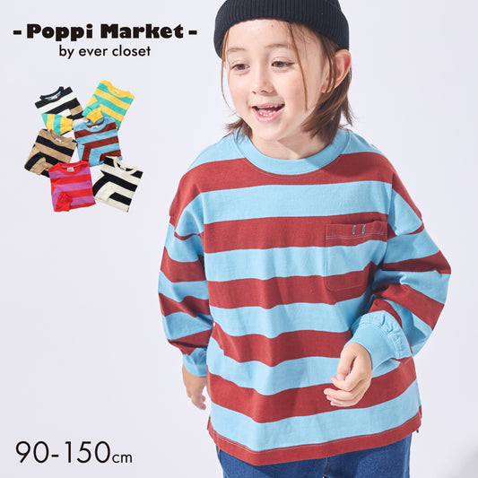 【Poppi Market】毎日のスタメン ボーダー長袖Tシャツ